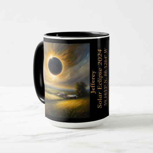 Gesamter Eclipse des Sun-GPS-Koordinatennamens Tasse (Vorderseite Links)