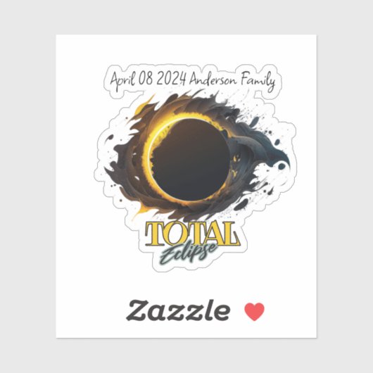 Gesamter Name Solar Eclipse 8. April 2024 Aufkleber (Blatt)