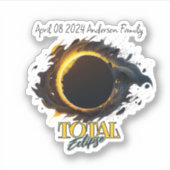 Gesamter Name Solar Eclipse 8. April 2024 Aufkleber (Vorderseite)