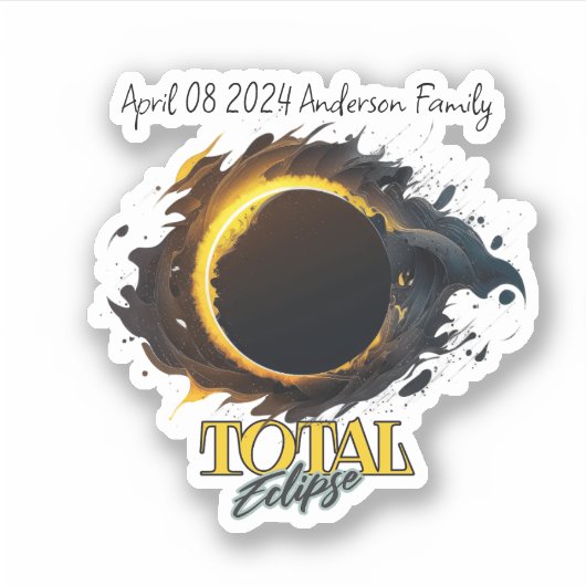 Gesamter Name Solar Eclipse 8. April 2024 Aufkleber (Vorderseite)