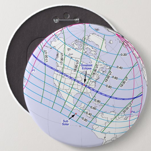 Gesamter Solar-Eclipse 2017 Globaler Pfad Button (Vorne & Hinten)