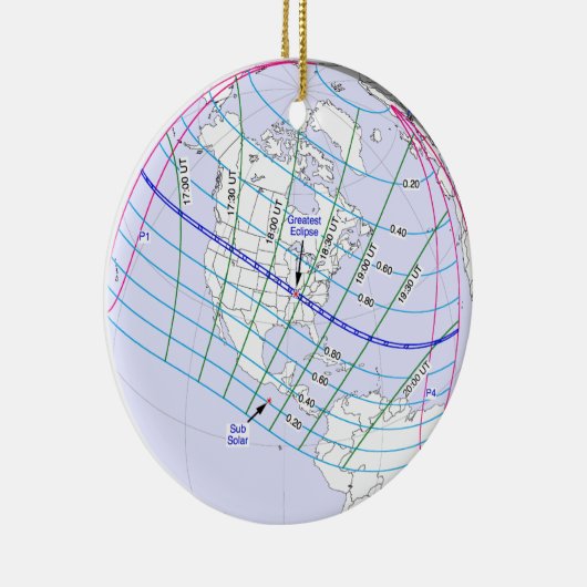 Gesamter Solar-Eclipse 2017 Globaler Pfad Keramik Ornament (Rechts)