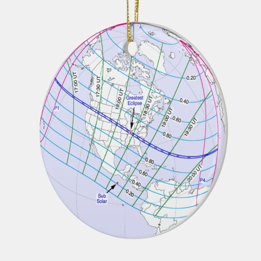 Gesamter Solar-Eclipse 2017 Globaler Pfad Keramik Ornament (Links)