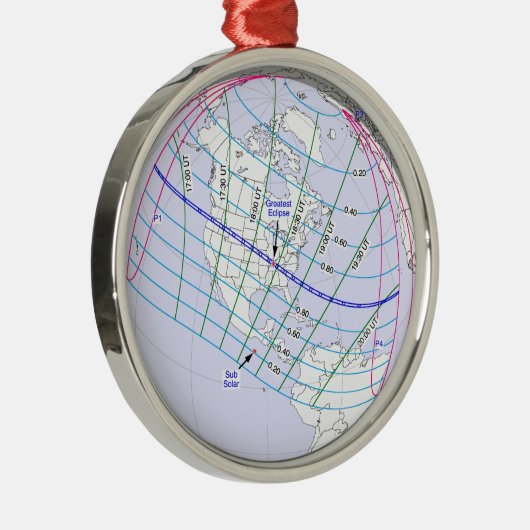 Gesamter Solar-Eclipse 2017 Globaler Pfad Ornament Aus Metall (Rechts)