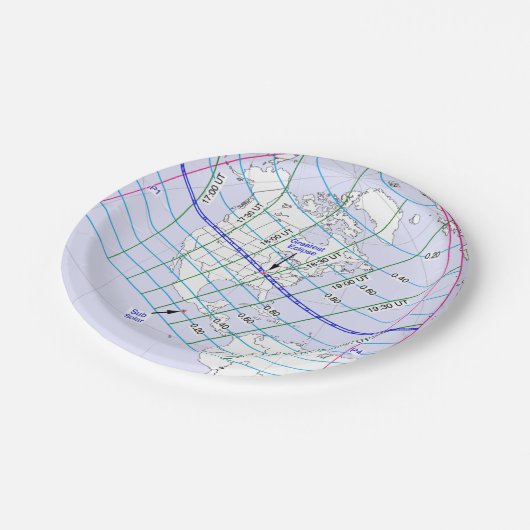 Gesamter Solar-Eclipse 2017 Globaler Pfad Pappteller (Schrägansicht)