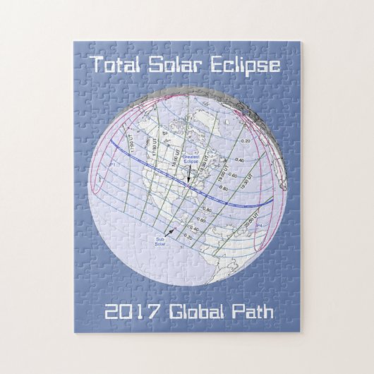 Gesamter Solar-Eclipse 2017 Globaler Pfad Puzzle (Vertikal)