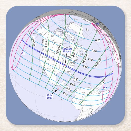 Gesamter Solar-Eclipse 2017 Globaler Pfad Rechteckiger Pappuntersetzer (Vorderseite)