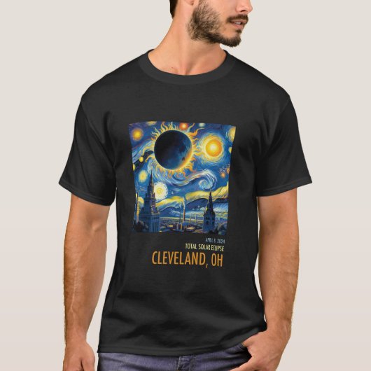 Gesamter Solar-Eclipse 2024 Cleveland OH Langschla T-Shirt (Vorderseite)