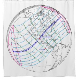 Gesamter Solar-Eclipse 2024 Globaler Pfad Duschvorhang