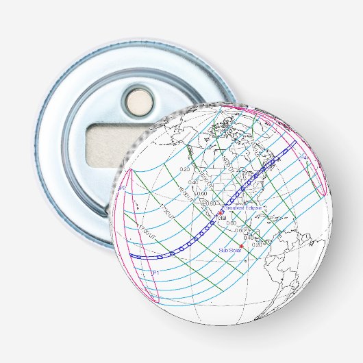 Gesamter Solar-Eclipse 2024 Globaler Pfad Flaschenöffner (Vorderseite)