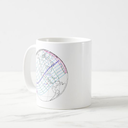Gesamter Solar-Eclipse 2024 Globaler Pfad Kaffeetasse (Vorderseite Links)