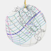 Gesamter Solar-Eclipse 2024 Globaler Pfad Keramik Ornament (Hinten)