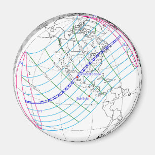 Gesamter Solar-Eclipse 2024 Globaler Pfad Magnet