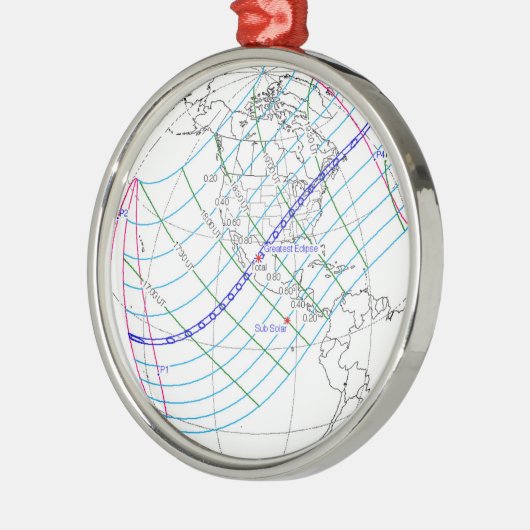 Gesamter Solar-Eclipse 2024 Globaler Pfad Ornament Aus Metall (Links)