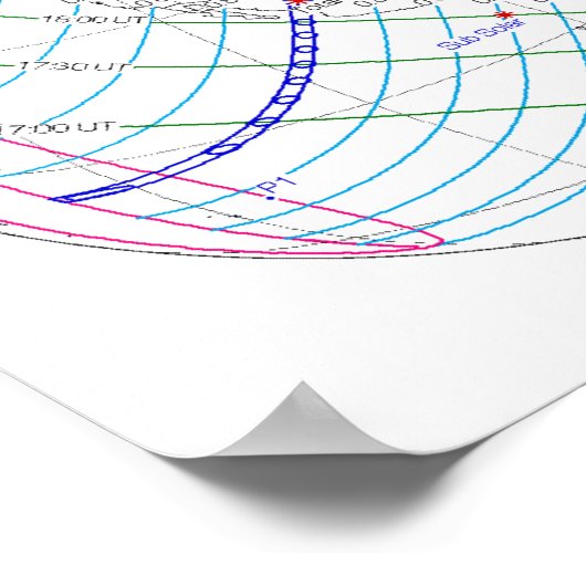 Gesamter Solar-Eclipse 2024 Globaler Pfad Poster (Ecke)