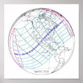 Gesamter Solar-Eclipse 2024 Globaler Pfad Poster (Vorne)