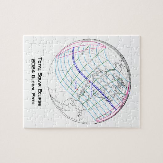 Gesamter Solar-Eclipse 2024 Globaler Pfad Puzzle (Horizontal)