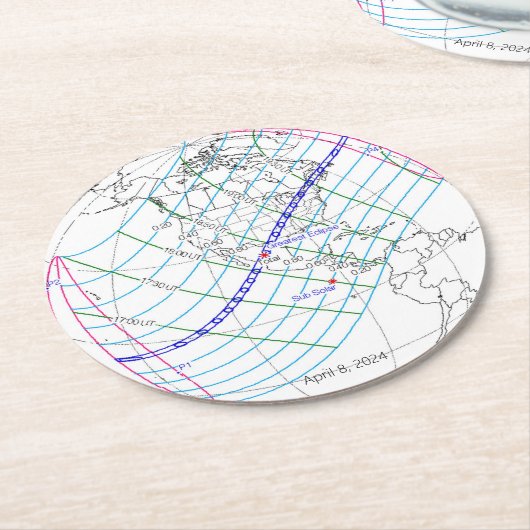 Gesamter Solar-Eclipse 2024 Globaler Pfad Runder Pappuntersetzer (Angewinkelt)