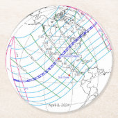 Gesamter Solar-Eclipse 2024 Globaler Pfad Runder Pappuntersetzer (Vorderseite)