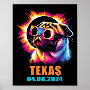 Gesamter Solar-Eclipse 2024 Mops Hund mit Gles Poster
