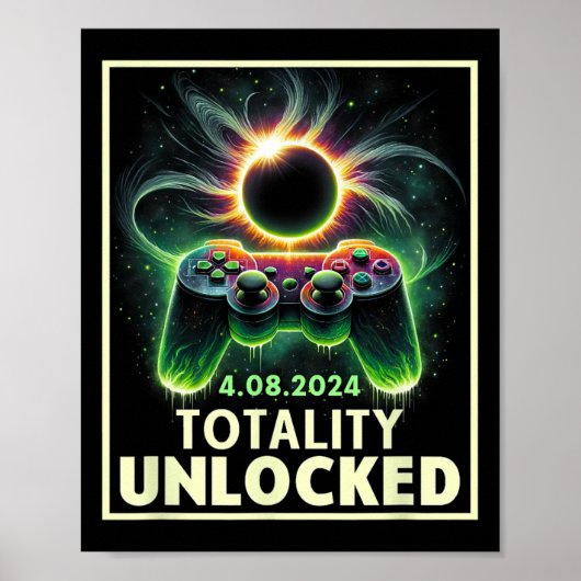 Gesamter Solar Eclipse 2024 Video Game Controller Poster (Vorne)