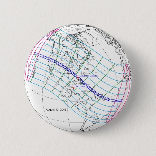 Gesamter Solar-Eclipse 2045 Globaler Pfad Button (Vorderseite)
