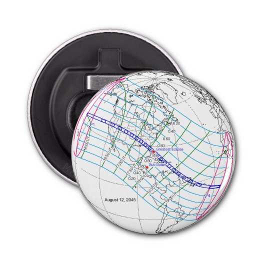 Gesamter Solar-Eclipse 2045 Globaler Pfad Flaschenöffner (Vorderseite)