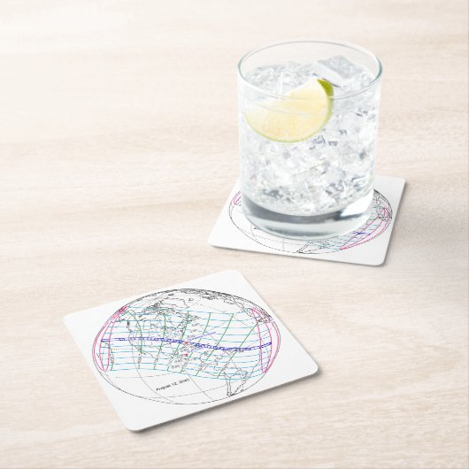 Gesamter Solar-Eclipse 2045 Globaler Pfad Rechteckiger Pappuntersetzer (Vor Ort)