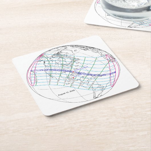 Gesamter Solar-Eclipse 2045 Globaler Pfad Rechteckiger Pappuntersetzer (angewinkelt)