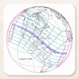 Gesamter Solar-Eclipse 2045 Globaler Pfad Rechteckiger Pappuntersetzer