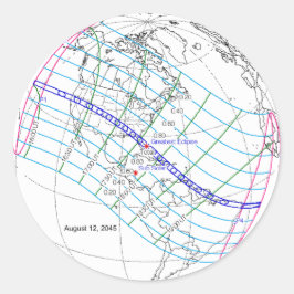 Gesamter Solar-Eclipse 2045 Globaler Pfad Runder Aufkleber