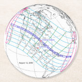 Gesamter Solar-Eclipse 2045 Globaler Pfad Runder Pappuntersetzer (Vorderseite)