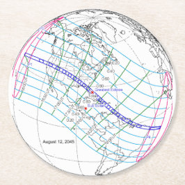 Gesamter Solar-Eclipse 2045 Globaler Pfad Runder Pappuntersetzer