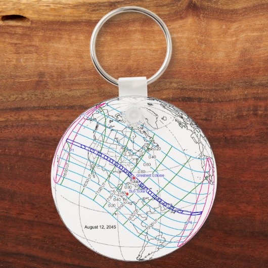 Gesamter Solar-Eclipse 2045 Globaler Pfad Schlüsselanhänger (Rückseite)