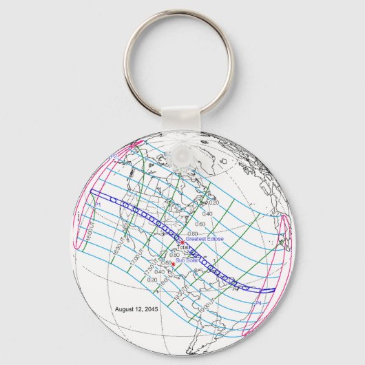 Gesamter Solar-Eclipse 2045 Globaler Pfad Schlüsselanhänger (Rückseite)