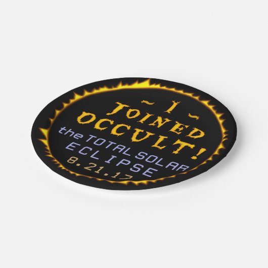 Gesamter Solar-Eclipse-August 21 2017 Witziger Okk Pappteller (Schrägansicht)