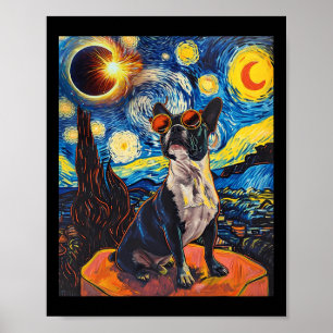 Gesamter Solar Eclipse Boston Terrier Dog Poster