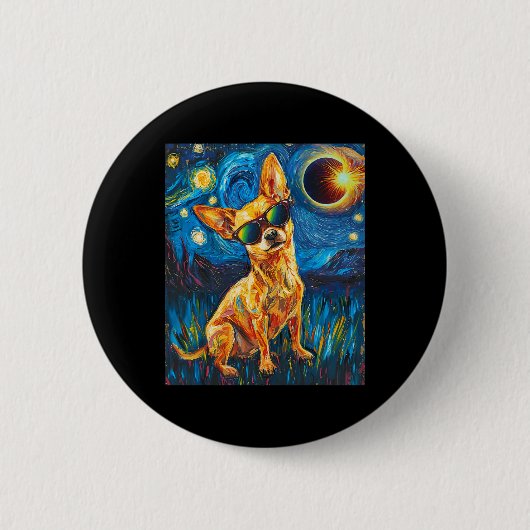 Gesamter Solar Eclipse Chihuahua Dog Button (Vorderseite)