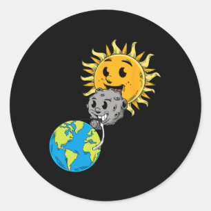 Gesamter Solar-Eclipse Earth Moon Sun FotoTablet L Runder Aufkleber