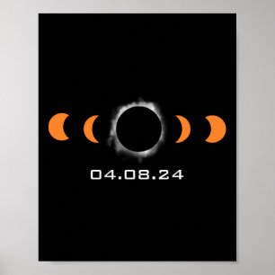 Gesamter Sun Eclipse Solar 8. April 2024 Pfad des  Poster