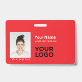 Gesamtes rotes Mitarbeiterfoto Bar oder Qr Code Lo Ausweis (Vorderseite)