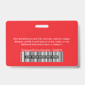 Gesamtes rotes Mitarbeiterfoto Bar oder Qr Code Lo Ausweis (Rückseite)