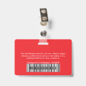 Gesamtes rotes Mitarbeiterfoto Bar oder Qr Code Lo Ausweis (Rückseite mit Clip)