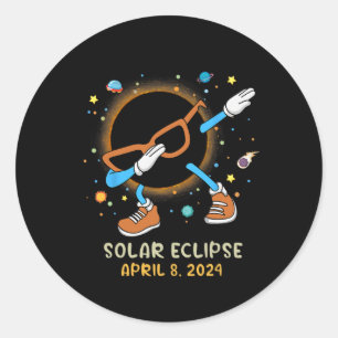 Gesamtes Solar-Eclipse 2024 Fun Dabbing für Kinder Runder Aufkleber