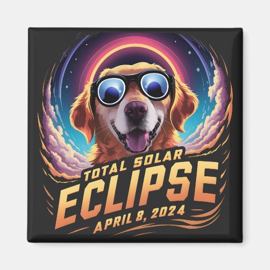 Gesamtes Solar-Eclipse 2024 Golden Retriever Lover Magnet (Vorne)