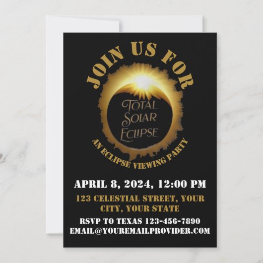 Gesamtes Solar-Eclipse 2024 Party anzeigen Einladung (Vorderseite)