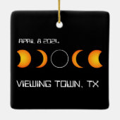 Gesamtes Solar-Eclipse 2024 Personalisierter Stadt Keramikornament (Rückseite)