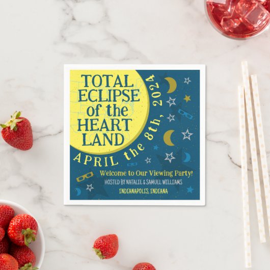 Gesamtes Solar-Eclipse 8. April 2024 Party anzeige Serviette (Beispiel)