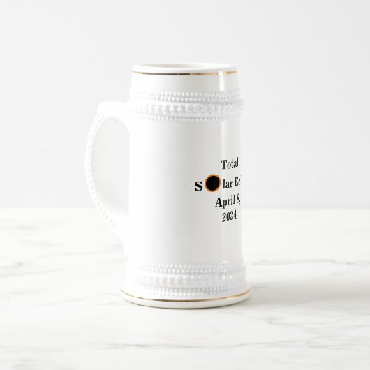Gesamtes Solar-Eclipse 8. April 2024 White/Gold Bierglas (Vorderseite Links)
