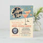 Gesamtes Solar-Eclipse & Sips 2024 Retro Watch Par Einladung (Stehend Vorderseite)